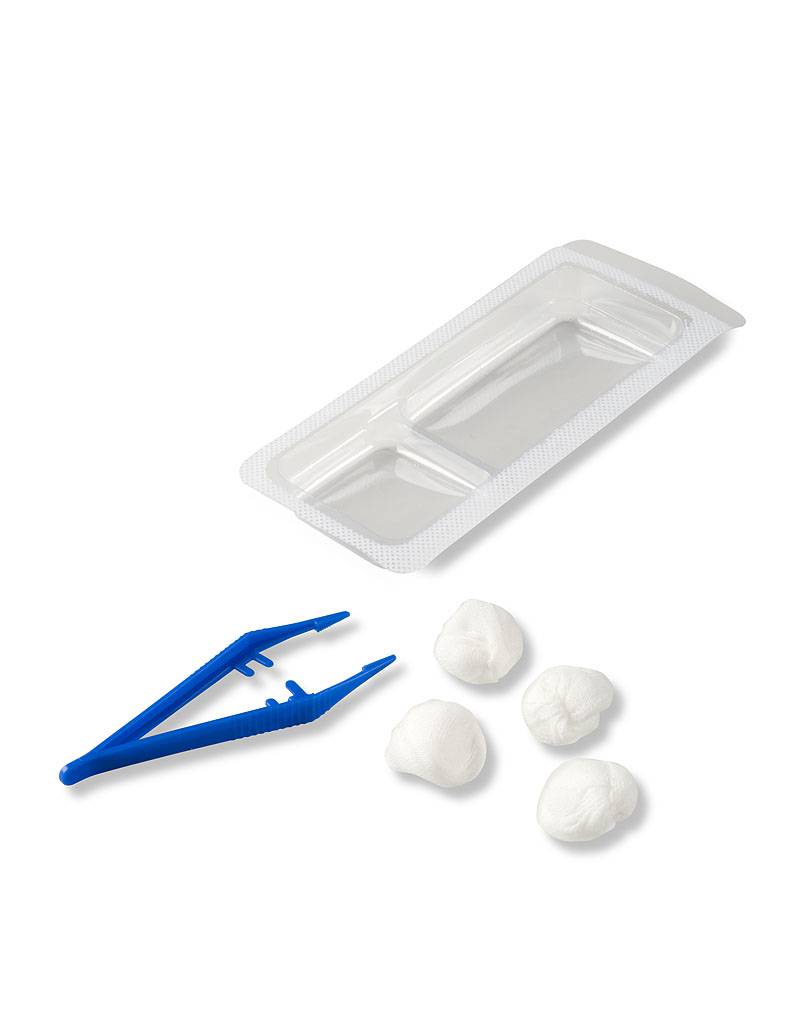 VERBANDSET #6 (pincet + 4 gaasdeppers) - 6 stuks/doos
