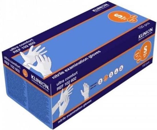 Nitrile handschoenen per 150 wit Small