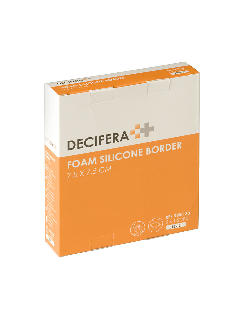 DECIFERA FOAM SILICONE BORDER 7,5X7,5CM ST - 5st/doos