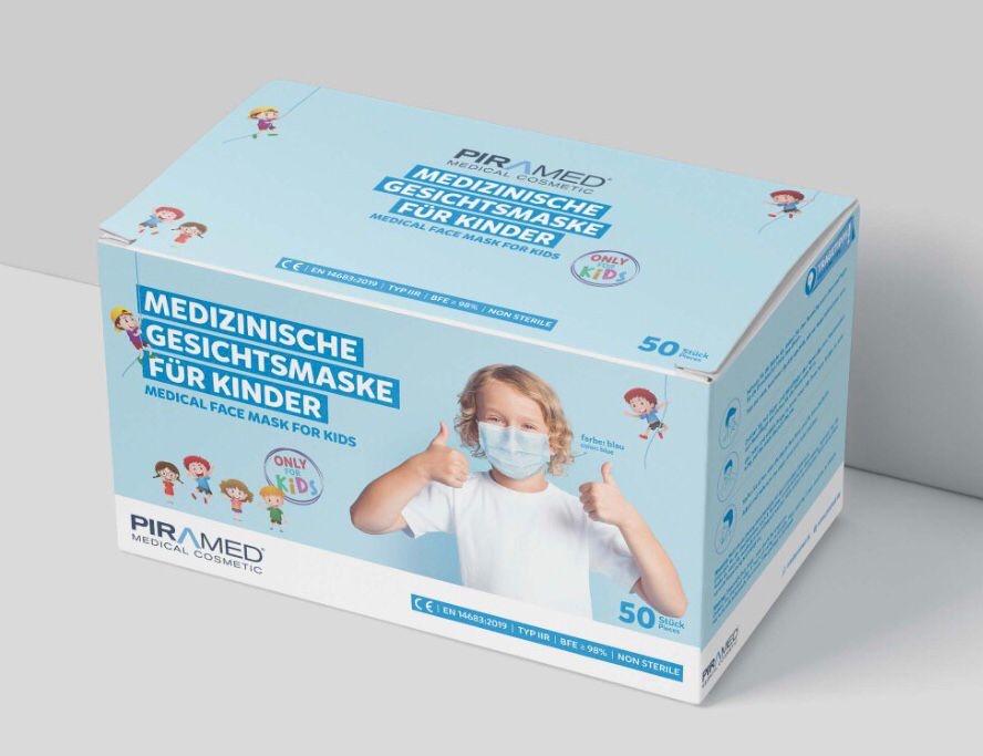 Masques chirurgicaux type IIR enfants 5-12 ans - couleur bleu (par 50 pièces)