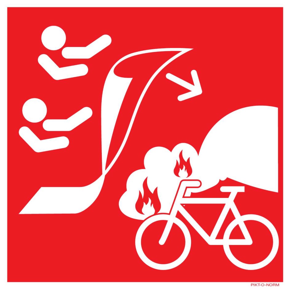 Pictogram PVC Branddeken voor elektrische fiets 20 x 20 cm