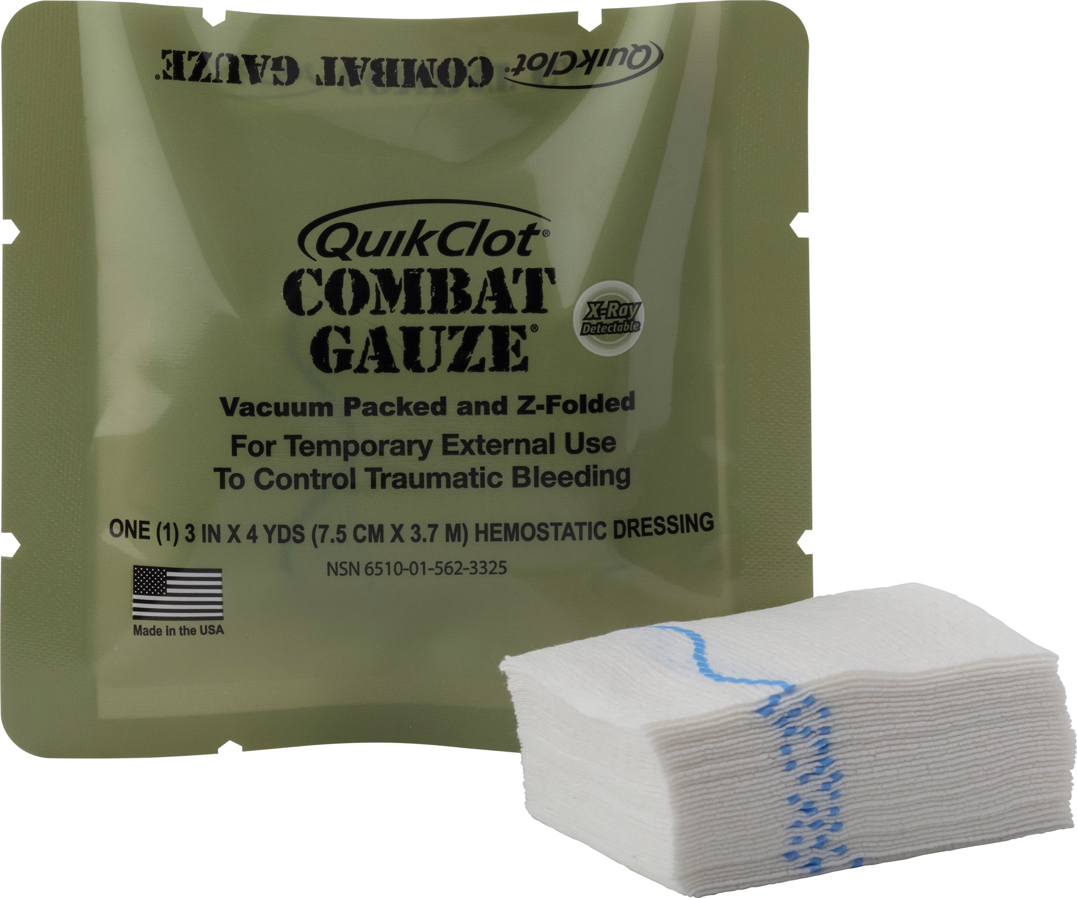 Quikclot Z-fold combat gauze 7,5 cm x 3,7 m