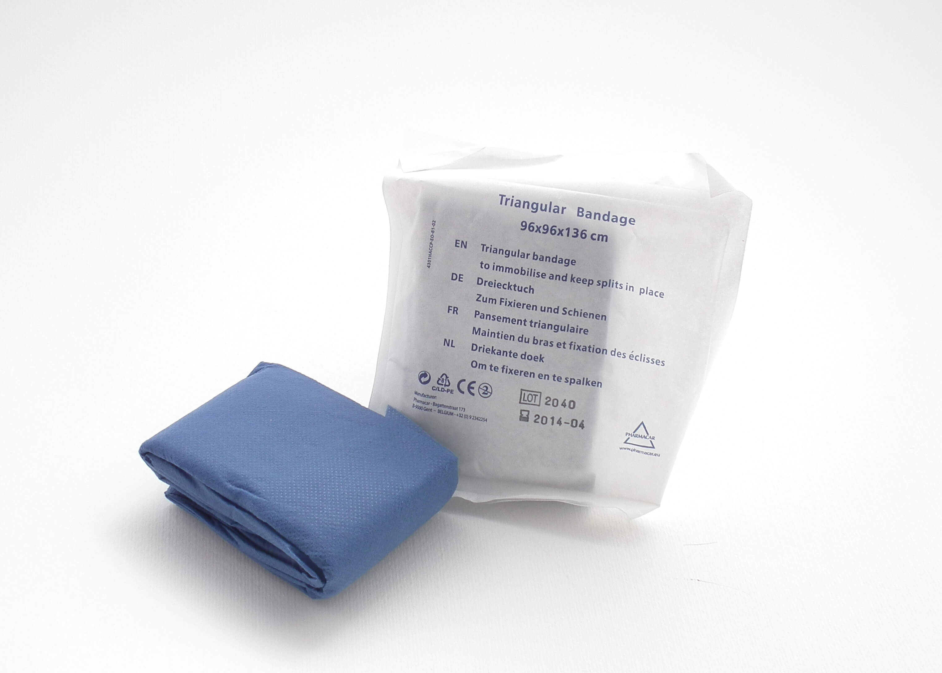 Blauw driehoeksverband in non-woven