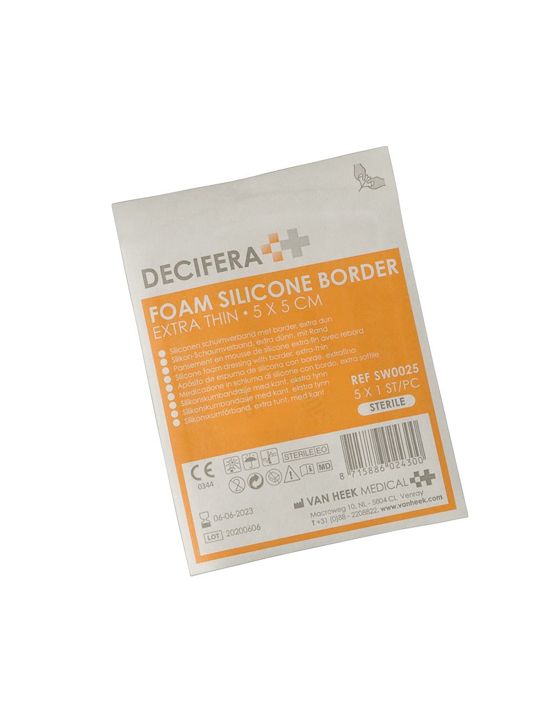 DECIFERA FOAM SILICONE BORDER EXTRA THIN 5 X 5 CM ST - 5st/doos
