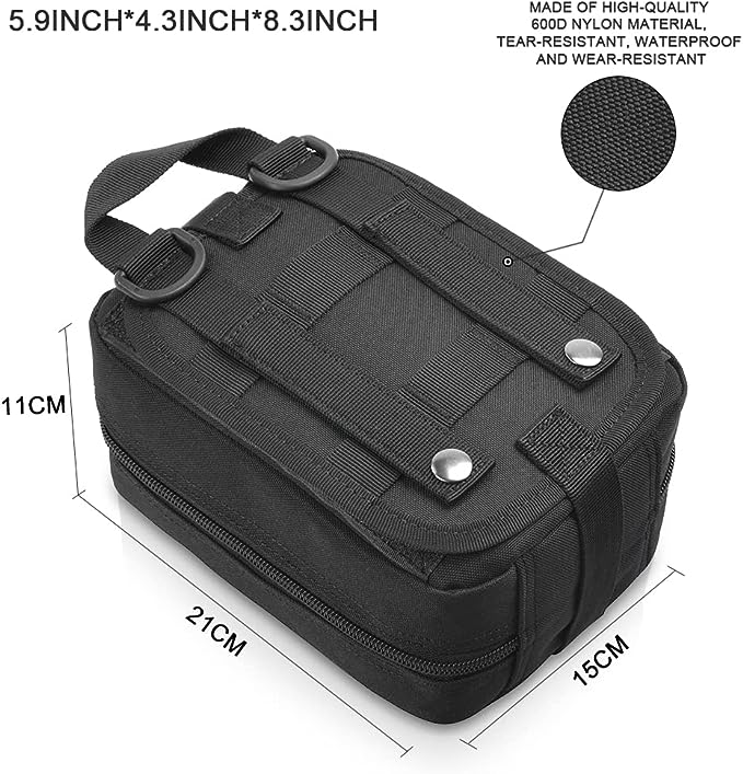IFAK Tactical pouch zwart 21x 15x 11 cm
