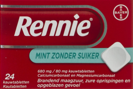 Rennie Mint Z/suiker Kauwtabletten 24