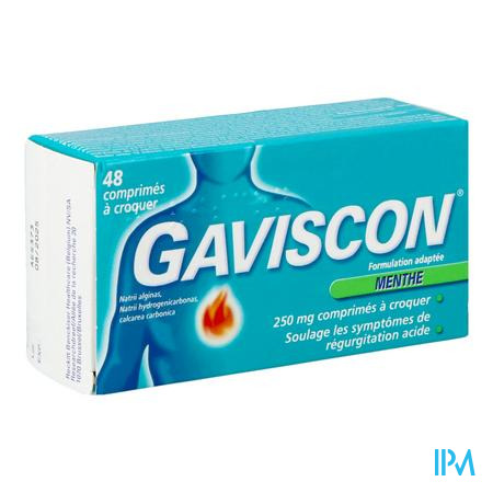 Gaviscon Menthe Comp A Croquer 48x250 mg