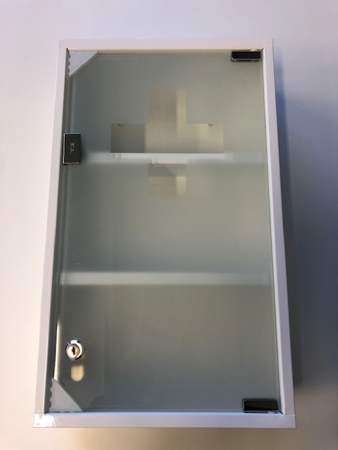 Metalen apotheekkast met glazen deur 50x30x12 