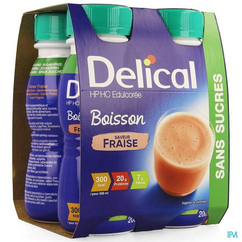 Delical HPHC met zoetstoffen - 200 ml - aardbei
